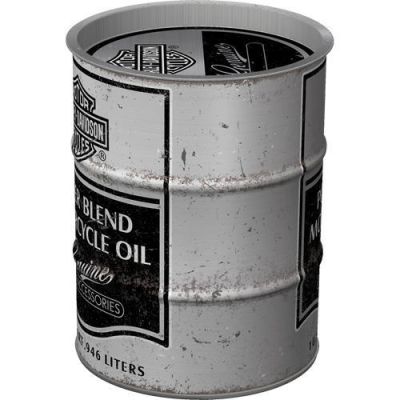 Harley Davidson Skarbonka Metalowa Motor Oil Beczka Puszka Szara